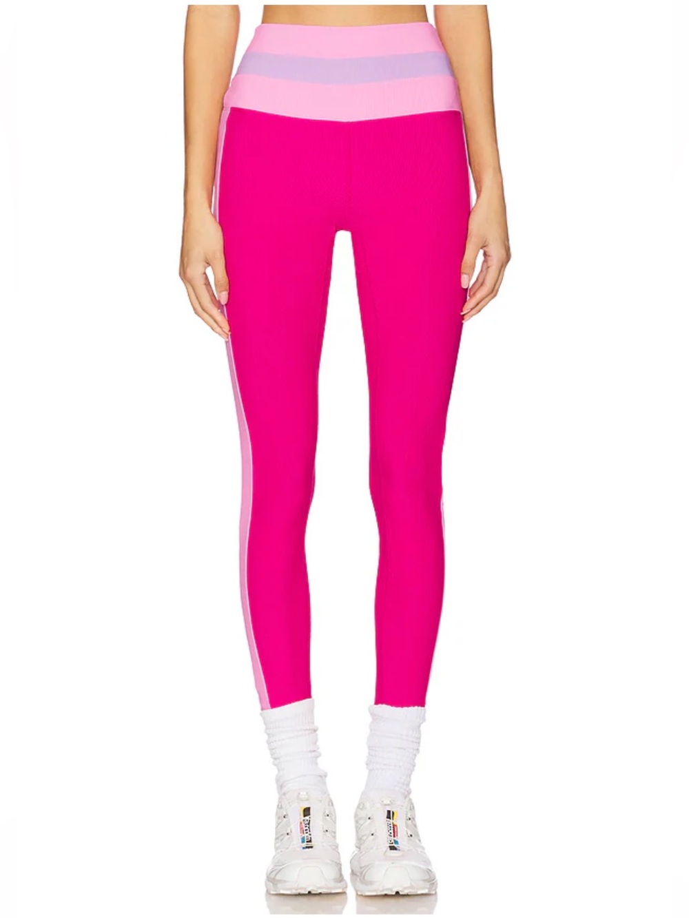 Beach Riot Mariella Ribbed Leggings Raspberry Colorblock Pink Size Small - Picture 3 of 8